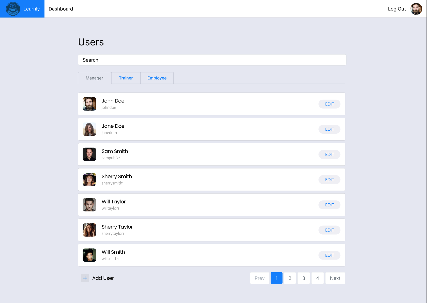 Learnly Desktop Wireframe 1