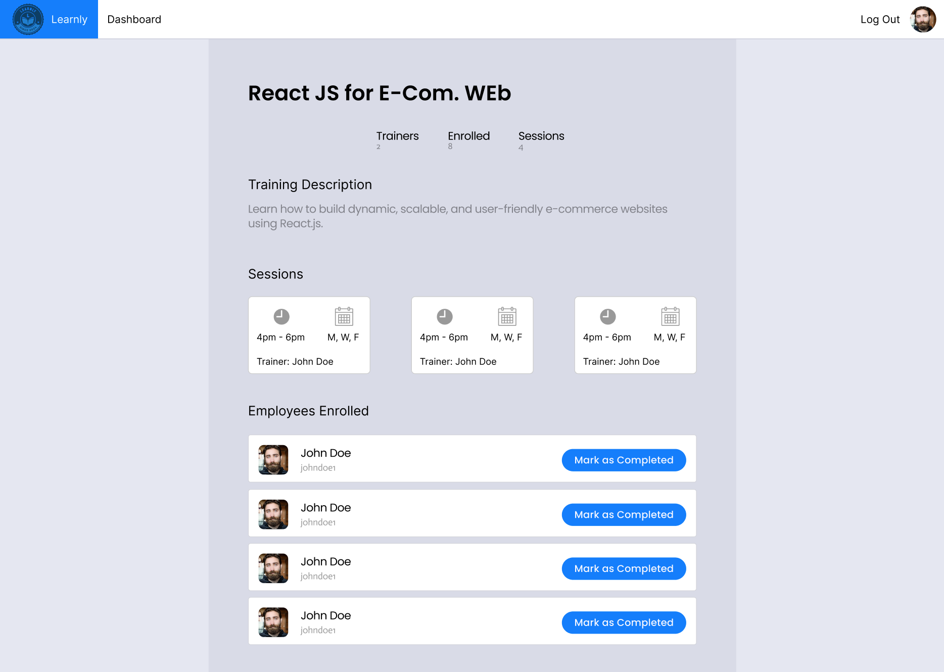 Learnly Desktop Wireframe 3